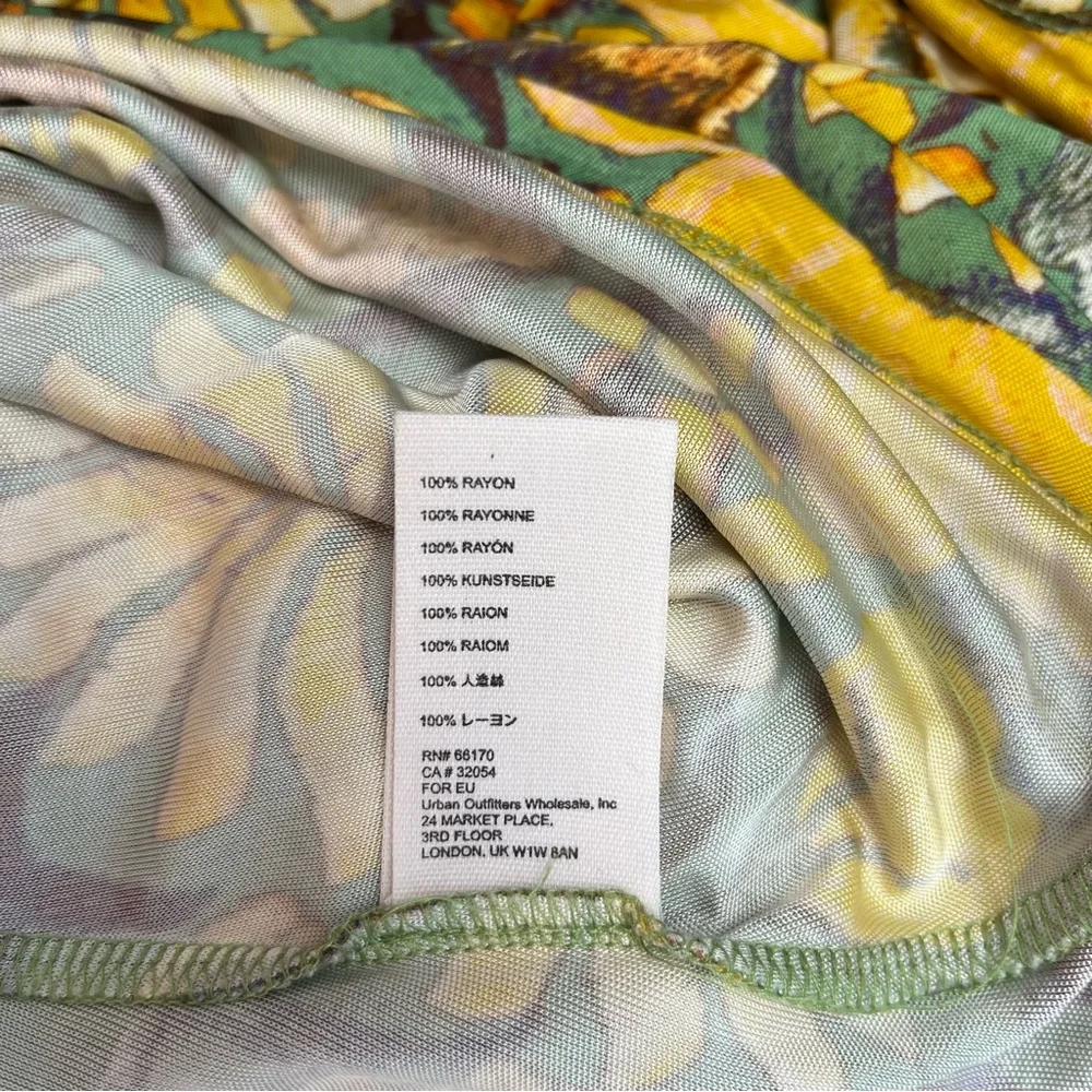 Free People Rayon Tortoise Floral Paisley Baroque Print Swing Dress Womens XL